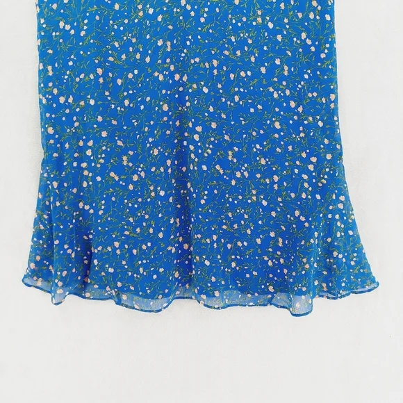 Charles Henry Ditsy Floral Shift Flowy Spring Summer Boho Blue Dress P3572 - Picture 3 of 8